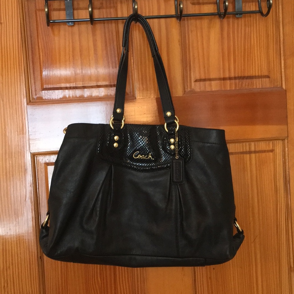 Coach Black Leather Handbag w/ Shoulder Strap